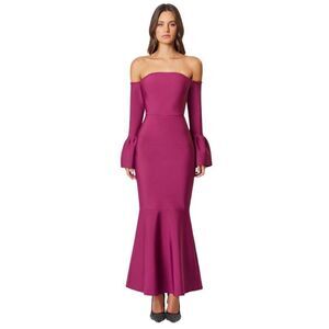 Elliatt Ella Dress - Magenta Off the Shoulder Wedding & Cocktail, Fit & Flare